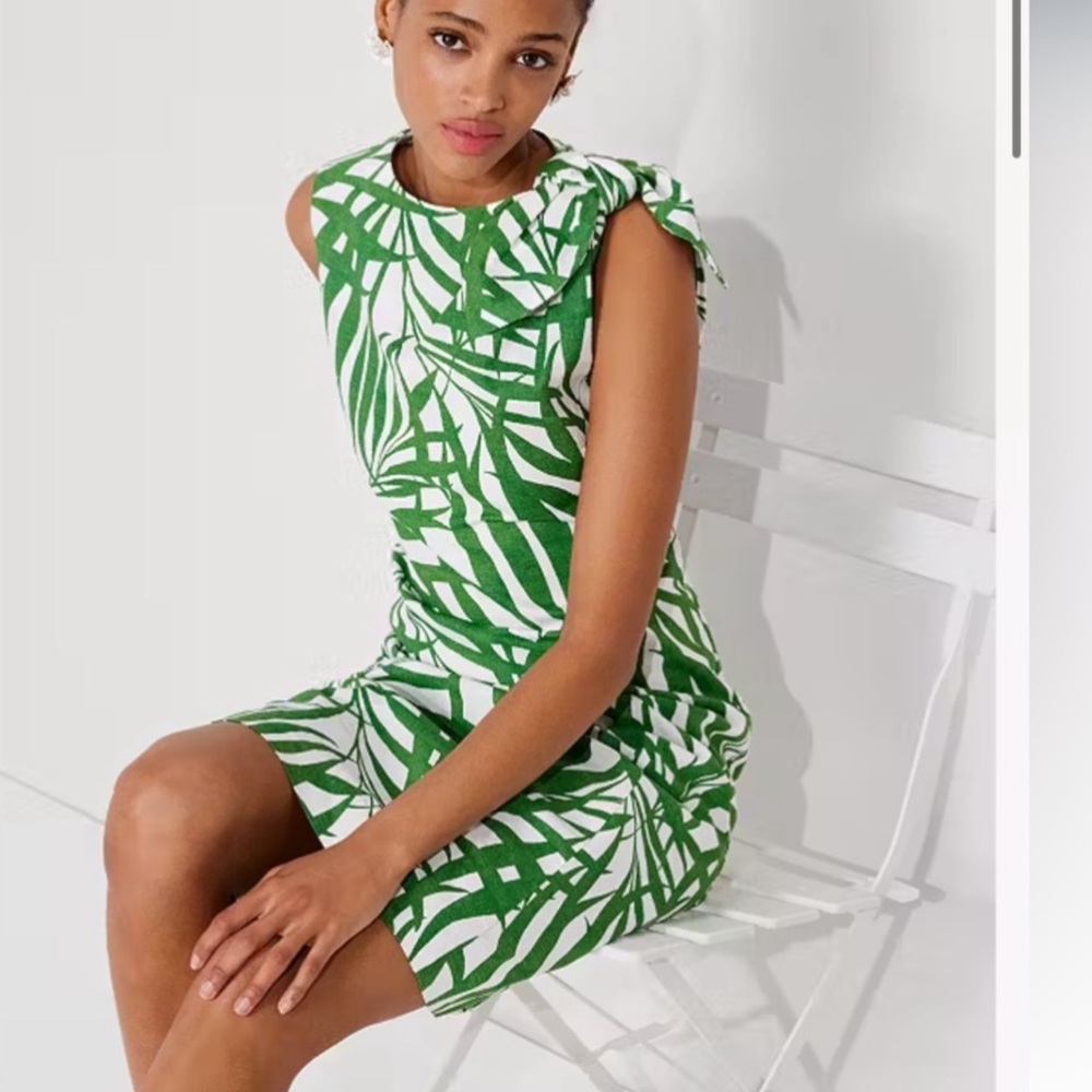 Kate Spade, Palm Frond Dress Knot Shoulder Dress, size 8 - Picture 10 of 11